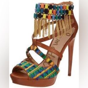 Sam Edelman Blakely Heel with Beading and Fringe Sz 7.5 NIB 🌴